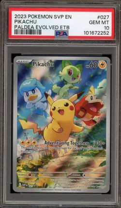 Pokemon Pikachu Paldea Evolved ETB Promo SVP EN 027 PSA 10 Gem Mint - Image 1
