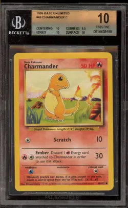 Pokemon Charmander Base Set Unlimited #46 BGS 10 Pristine - Image 1