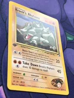 Brock’s Rhyhorn 22/132 - Gym Heroes 1st First Edition Rare WOTC Pokemon NM MINT - Image 3