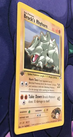 Brock’s Rhyhorn 22/132 - Gym Heroes 1st First Edition Rare WOTC Pokemon NM MINT - Image 4