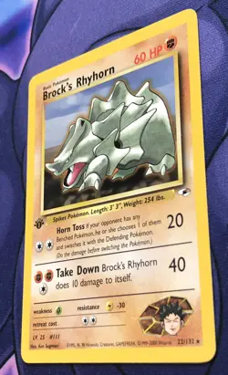 Brock’s Rhyhorn 22/132 - Gym Heroes 1st First Edition Rare WOTC Pokemon NM MINT - Image 5