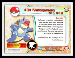 💥 Nidoqueen 1999 Topps Pokemon TV Non Holo Animation Series Blue Logo # 31 - Image 2