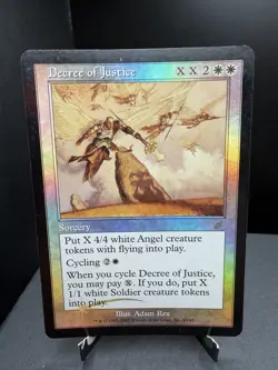 MTG Scourge Decree of Justice Foil HP Small Crease - Image 1