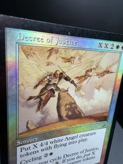 MTG Scourge Decree of Justice Foil HP Small Crease - Image 2