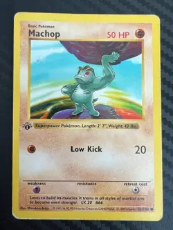 Pokemon TCG Machop 52/102 1st Edition Shadowless Common Base Set HP - Image 1