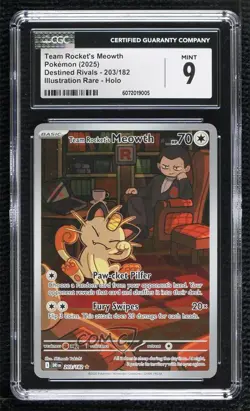 Team Rocket's Meowth Illustration Rare Pokemon Destined Rivals (DRI) CGC 9 Mint - Image 1