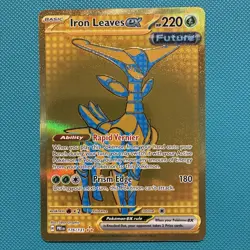 Pokemon TCG Iron Leaves ex 176/131 Prismatic Evolutions Gold Hyper Rare Full Art - Image 1