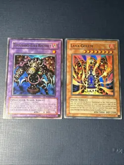 Yugioh 1996 Thousand-Eyes Restrict RP02-EN021 Ultra Rare + Lava Golem RP02-EN082 - Image 1