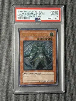 PSA 8 Yugioh FOTB-EN026 Raiza The Storm Monarch Ultimate Rare 1st Edition 2007 - Image 1