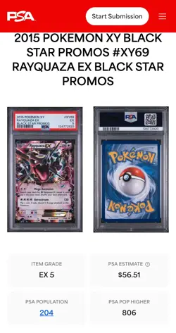 PSA 5 Graded Pokemon Card Rayquaza EX Black Star Promo XY69 - Image 3