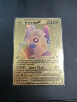 Morpeko V Gold Toned Foil Pokemon Card Fan Art Display Card HP170 - Image 1