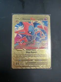 Deoxys VStar Gold Foil Fan Art Vinyl Textured Collector Pokemon Card SWSH265 - Image 1
