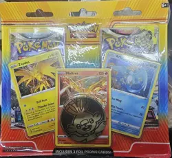 Pokemon TCG Blister Pack Articuno Zapdos & Moltres Cards with 2 Booster & Coin - Image 2