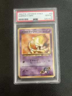 1999 Pokemon Japanese Gym 2 PSA 10 Sabrina's Abra Card #63 - Image 1