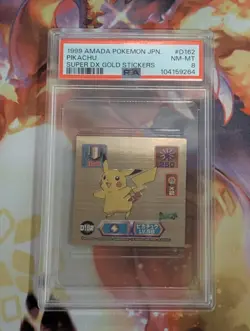 1999 Amada Pokemon Japanese Super Dx Gold Stickers Pikachu PSA NM-MT D162 - Image 1