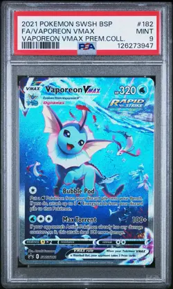 2021 POKEMON SWSH BLACK STAR PROMO #182 FULL ART/VAPOREON VMAX PSA 9 - Image 1