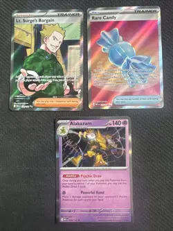 Pokemon Mega Evolution Lot: Lt. Surge’s Bargain, Rare Candy, Alakazam - Image 1