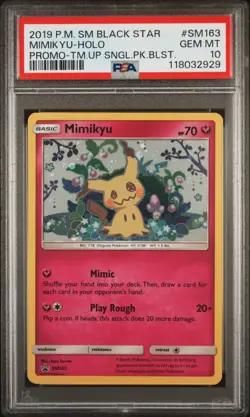2019 POKEMON SM BLACK STAR PROMO #SM163 MIMIKYU-HOLO PSA 10 - Image 1