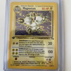 Pokemon TCG Magneton 11/62 1st Edition Fossil Holo Rare LP/NM Condition - Image 1