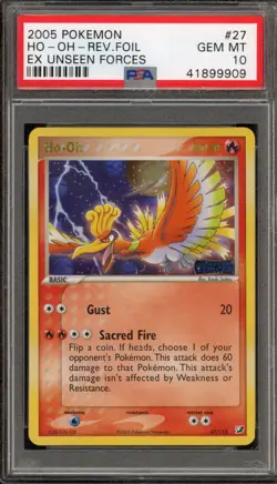 Pokemon Ho-Oh EX Unseen Forces Reverse Holo Rare #27 PSA 10 Gem Mint - Image 1
