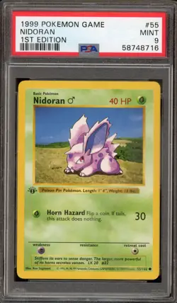 Pokemon Nidoran (Male) Base Set Shadowless 1st Edition #55 PSA 9 Mint - Image 1