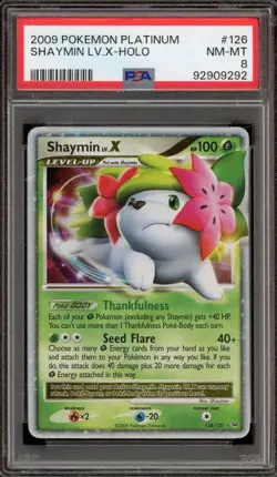 Pokemon Shaymin Lv.X Platinum Holo Ultra Rare #126 PSA 8 - Image 1