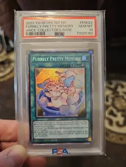 2023 Yugioh AMDE-EN022 Purrely Pretty Memory Collector's Rare 1st Edition PSA 10 - Image 1
