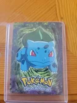Bulbasaur E1 of 12 Topps Blue Label 1999 Non Foil Pokemon Card With Stickers - Image 1