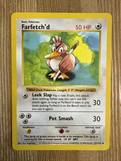 Farfetch'd 27/102 SHADOWLESS Base Set Pokemon Card TCG 1999 WotC Vintage MP - Image 1
