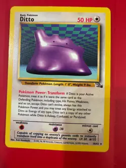 Pokemon TCG Ditto Fossil 18/62 Regular Non-Holo Rare Card LP/NM - Image 1