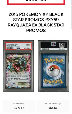 2015 Pokemon XY Rayquaza EX Black Star Promo #XY69 PSA 6 Grade - Image 1