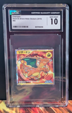 2019 LOTTE POKEMON JAPANESE SWORD & SHIELD WAFER STICKERS #06 CHARIZARD CGC 10 - Image 1