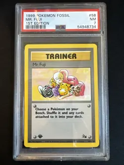 Mr. Fuji 58/62 Fossil 1st Edition PSA 7 Pokemon - Image 1