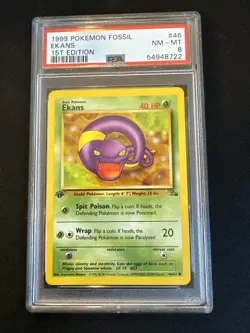 Ekans 46/62 Fossil 1st Edition PSA 8 Pokemon - Image 1