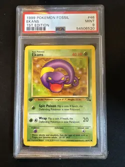 Ekans 46/62 Fossil Regular 1st Edition Pokemon PSA 9 - Image 1
