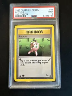 Recycle 61/62 Fossil 1st Edition PSA 9 Pokemon - Image 1