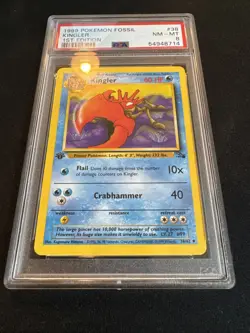 Kingler 38/62 Fossil Regular 1st Edition Pokemon PSA 8 - Image 3