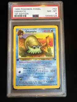 Omanyte 52/62 Fossil 1st Edition PSA 8 Pokemon - Image 1