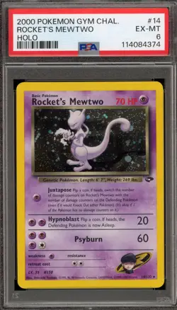 Pokemon Rocket's Mewtwo Gym Challenge Unlimited Holo Rare #14 PSA 6 - Image 1