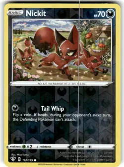 Reverse Holo Nickit 112/189 Common Darkness Ablaze Pokemon TCG - Image 1