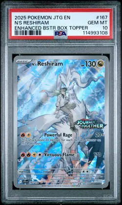 2025 POKEMON JTG EN-JOURNEY TOGETHER #167 N'S RESHIRAM PSA 10 - Image 1