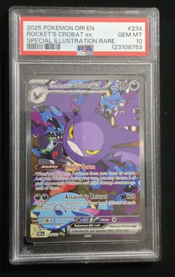 Pokemon TCG Team Rockets Crobat EX Sir 234/182 Destined Rivals PSA 10 - Image 1