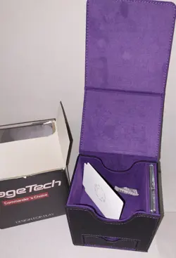 Mage Tech Commander Deck Box for MTG Magnetic Card Holder Black/Purple - Image 1