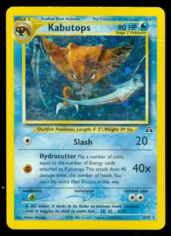 Pokemon KABUTOPS 6/75 Neo Discovery - RARE HOLO - HEAVY PLAY - CREASE - Image 1