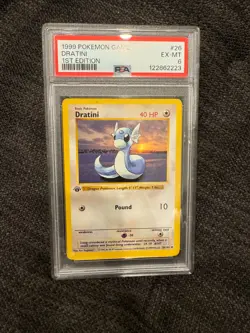 1999 Dratini Base Set Pokemon Game 1st Edition #26 PSA 6 - Image 1