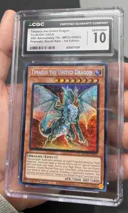CGC 10 - Timaeus The United Dragon MP23 Secret Rare 1st Ed. Yugioh! - Image 3
