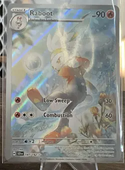 Pokemon TCG Raboot Scarlet & Violet Stellar Crown Illustration Holo Card 147/142 - Image 1