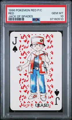 1996 POKEMON RED VERSION PLAYING CARDS JACK OF SPADES RED PSA 10 - Image 1