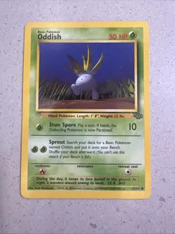 1st Edition Oddish 58/64 LP Vintage Pokemon Card-Jungle Set WOTC - Image 1