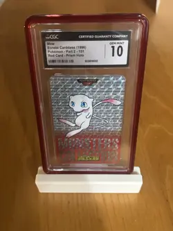 1996 Pokemon Bandai Carddass Vending #151 Mew Prism Red Holo CGC 10 GEM MINT - Image 1